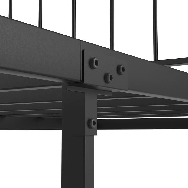 Black Metal Full Platform Bed Frame with Headboard and Footboard - No Box Spring Required, 660 lbs Capacity