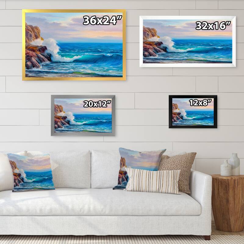 Designart "Morning Sunlight On The Sea Waves VI" Nautical & Coastal