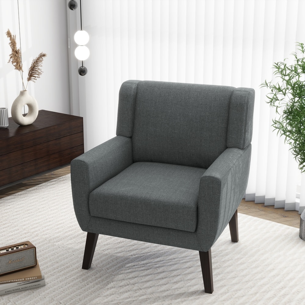 Modern Upholstered Linen Armchair Accent Chair