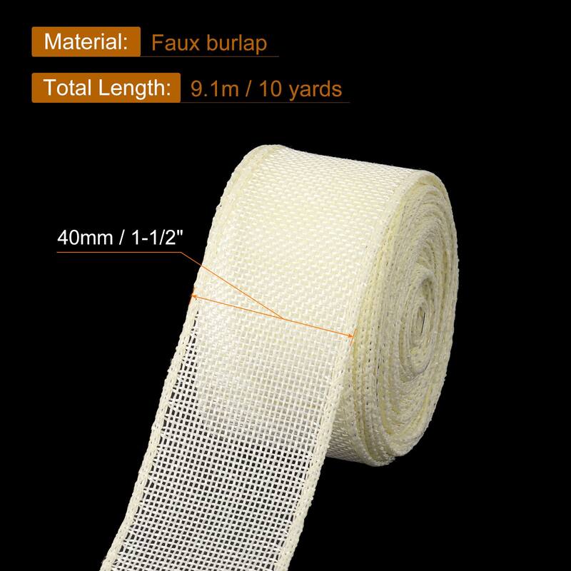 Burlap Wired Ribbon, 10 Yards Fabric Ribbon Roll