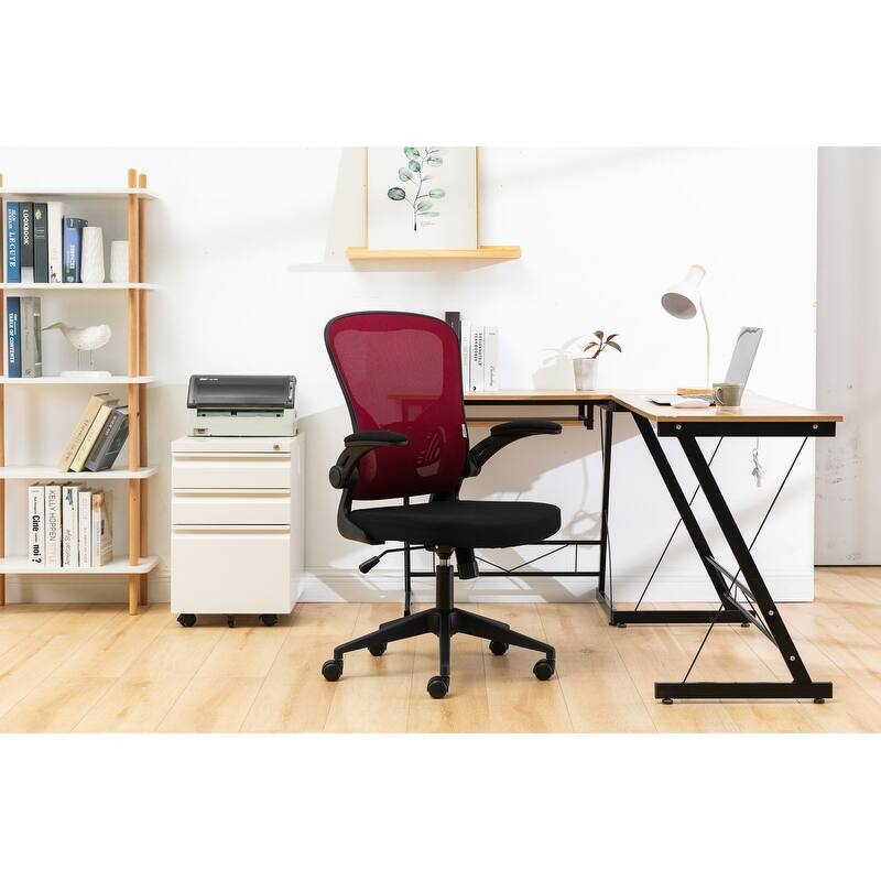 Newton Modern Mid-Back Mesh Office Chair with Flip-Up Arms, Adjustable Height, Tilt Lock, Swivel Wheels Desk Chair