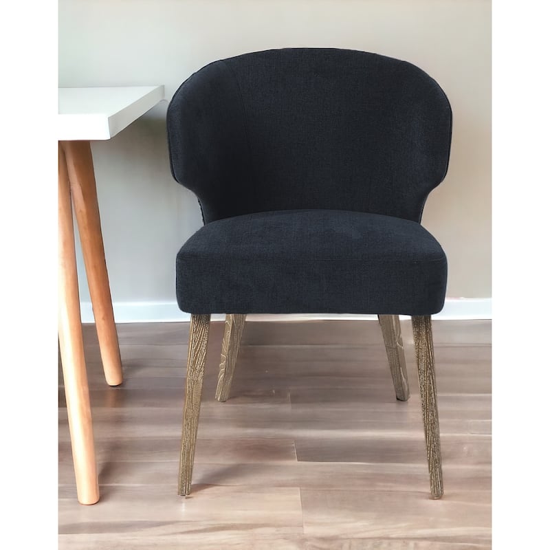 HomeRoots Ivory and Brown Mid Century Wingback Dining Chair - 25" W x 32" H x 22" D - Navy