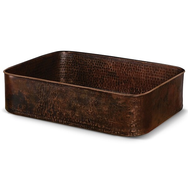 Premier Copper Products PVTREC19DB 19" Rectangular Old World Copper Vessel Lavatory Sink - Oil Rubbed Bronze