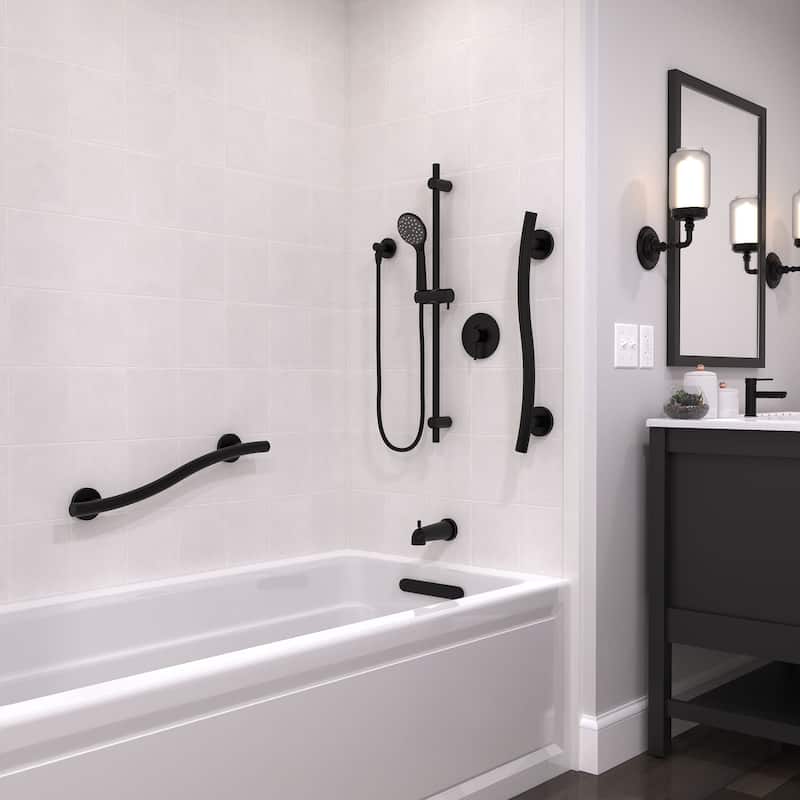 Keeney Wave Designer Grab Bar 1.25 Dia x 24 in., Matte Black