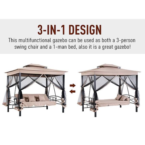 Broyhill Patio Pergola Cushioned Daybed 3 Person Swing Manual Shop Outsunny 3 Person Outdoor Patio Daybed Gazebo Swing Chair
