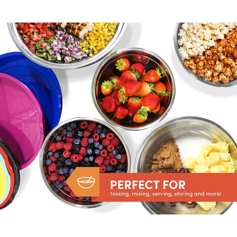Elite Gourmet 12PC Colored Mixing Bowl