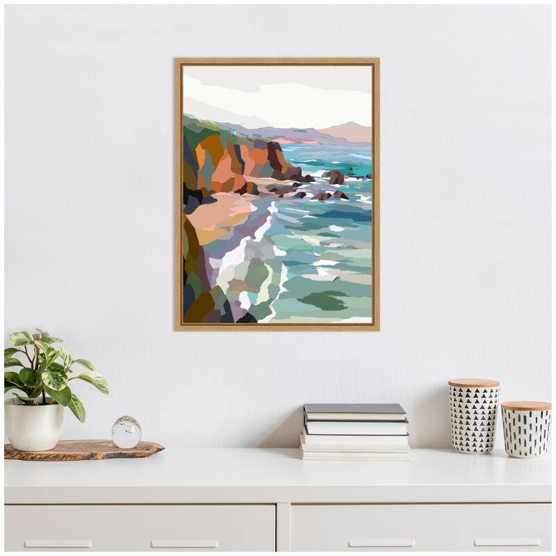 Kate and Laurel Sylvie Pho Beach Framed Canvas by Nikita Jariwala