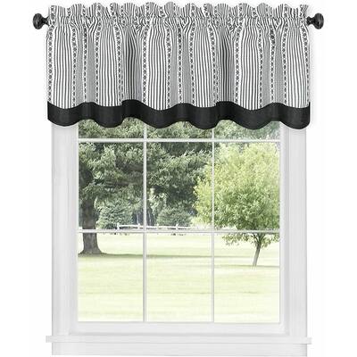Country Farmhouse Striped Window Valance Curtain Treatments - 58 in. W x 14 in. - 58 in. W x 14 in.