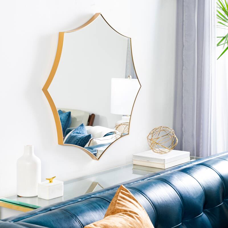 Emsley Hand-Painted Gold Modern Mirror - 32"H x 32"W x 1.5"D - 32"H x 32"W x 1.5"D - Gold