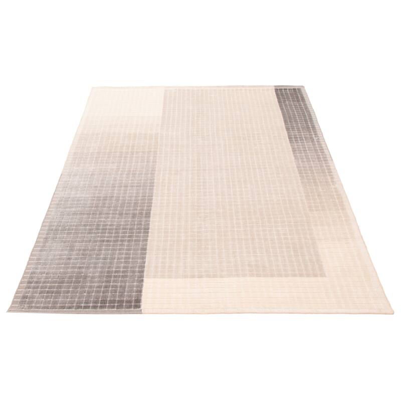 ECARPETGALLERY Hand Loomed Elysian Ivory Viscose Rug - 6'9 x 9'4