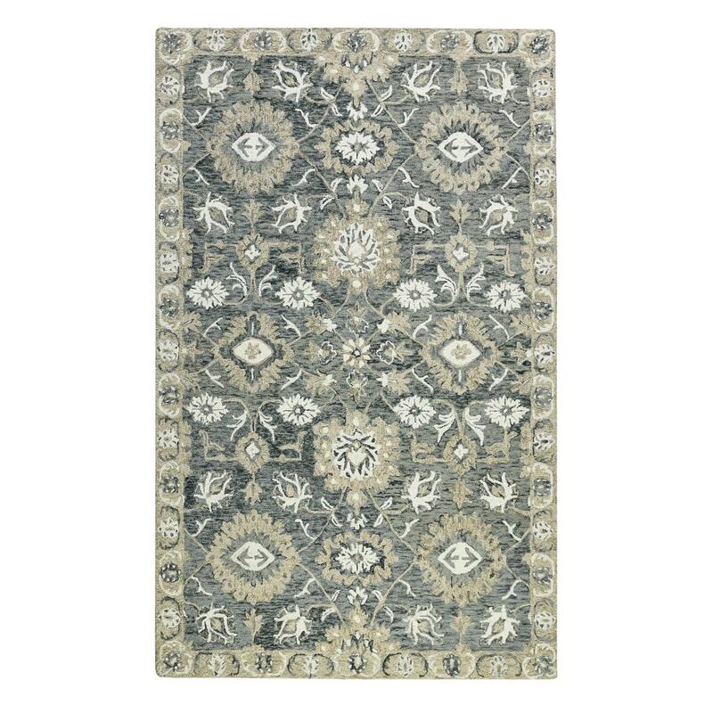 HomeRoots Floral Medallion Traditional Rectangle Area Rug