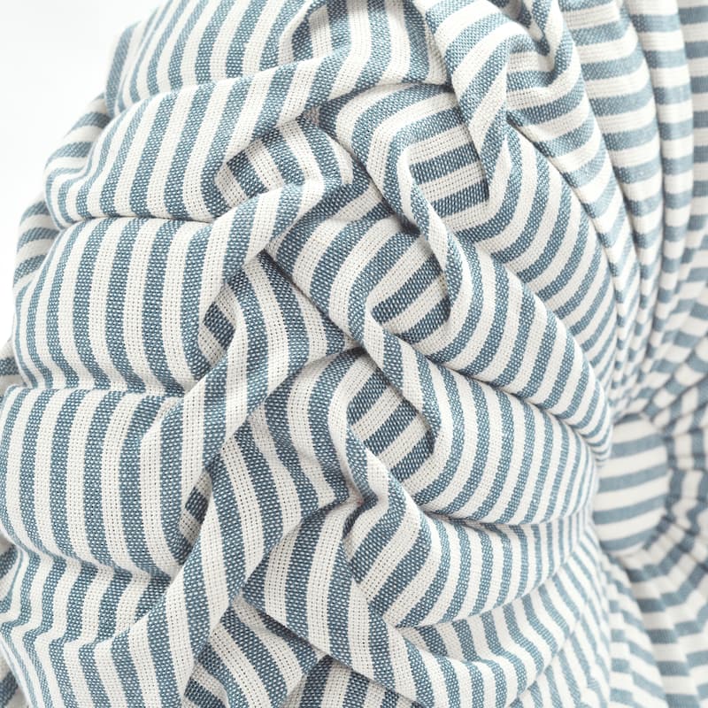 Lush Decor Farmhouse Ticking Stripe Yarn Dyed Pleated 14 inch Round Decorative Throw Pillow