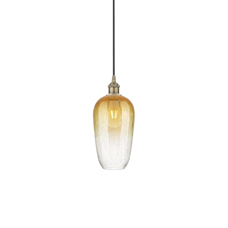 Innovations Lighting 616-1P-15-7 Brookhaven Flute Pendant Brookhaven - Antique Brass / Amber