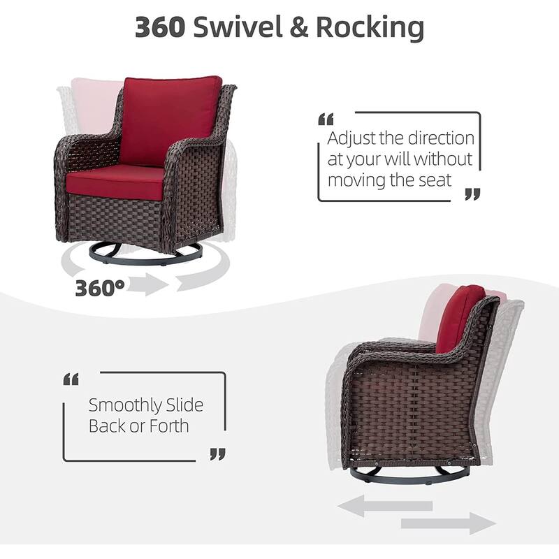 Outdoor Rotatable Seating Group with Cushions Patio Wicker Sections