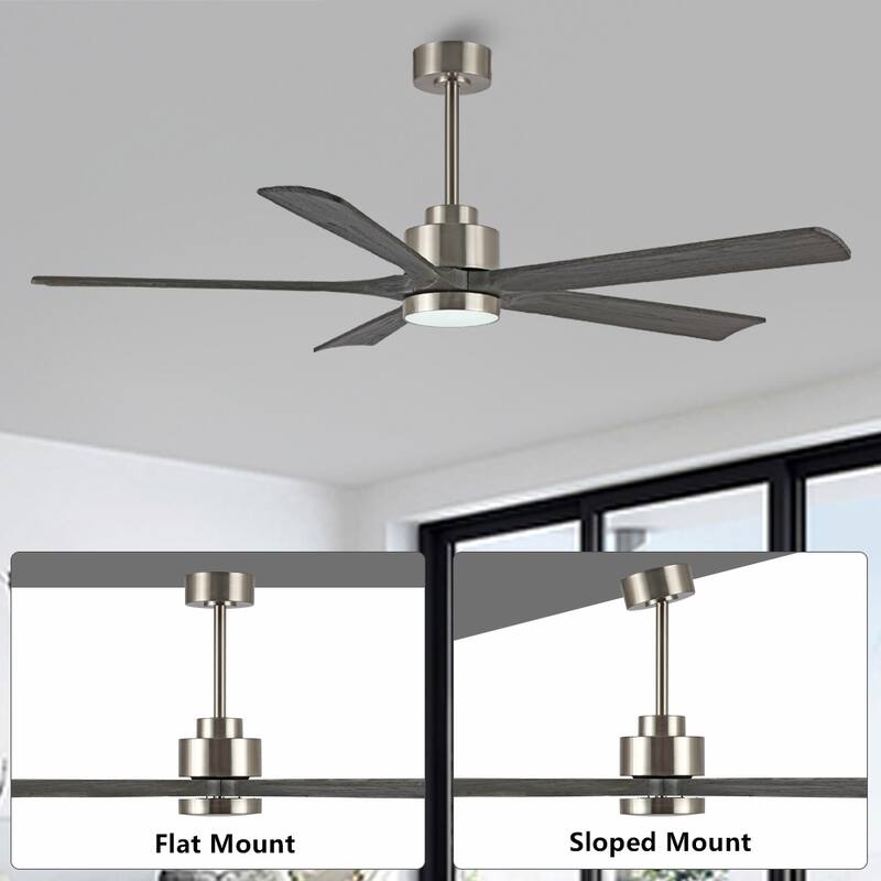 WINGBO 52" and 60" Solid Wood DC Motor Integrated LED Ceiling Fan with Remote