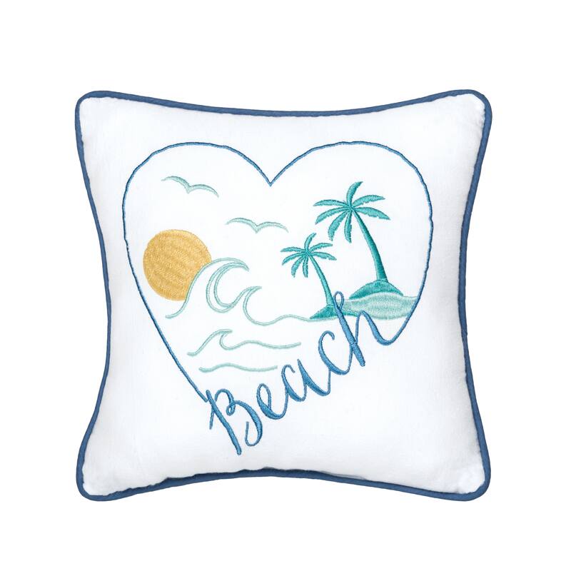10" x 10" Beach Heart Small/Petite Accent Pillow