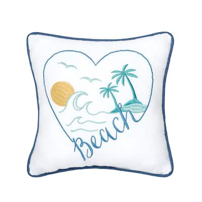 10" x 10" Beach Heart Small/Petite Accent Pillow