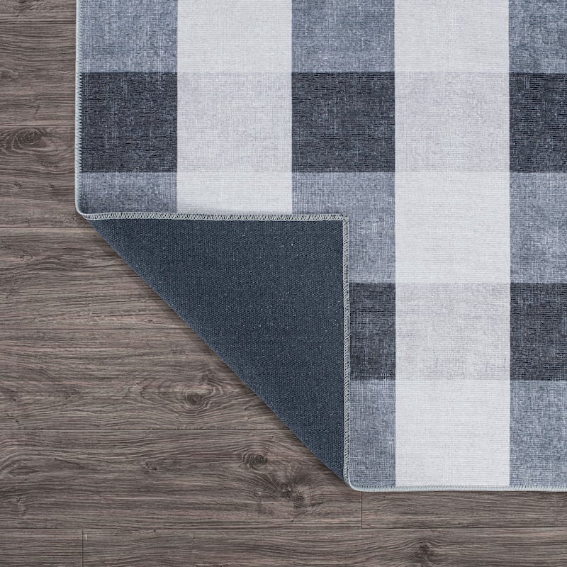 Contemporary Checkered Machine Washable Area Rug