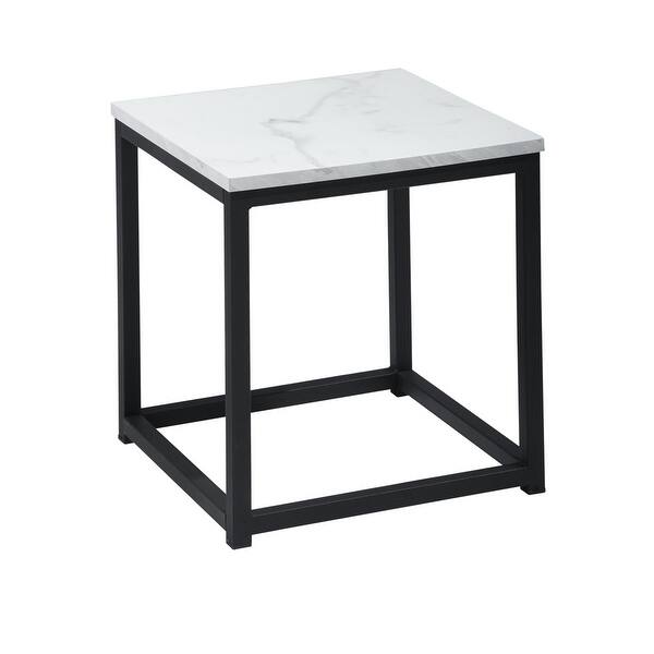 Faux Marble Coffee Table Small Square Sofa End Side Table Sturdy Black