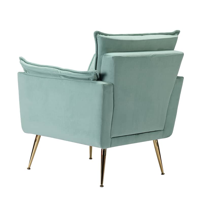 1ida Modern Velvet Tufted Padded Cushion Armchair with Golden Metal Legs by HULALA HOME