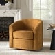preview thumbnail 13 of 106, Cuenca Modern Living Room Wooden Upholstered 360° Swivel Barrel Chair with Metal Base and Wide Backrest Golden