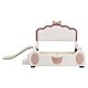 preview thumbnail 13 of 11, Full Size Upholstered Platform Bed with Cartoon Headboard & Footboard, Mini Ladder & Children's Slide, LED Light, Pocket, White
