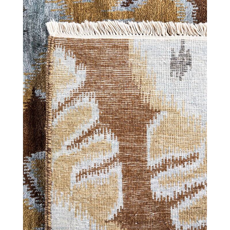 Ikat One-of-a-Kind Hand-Knotted Area Rug - Brown, 8' 10" x 12' 4" - 8' 10" x 12' 4"