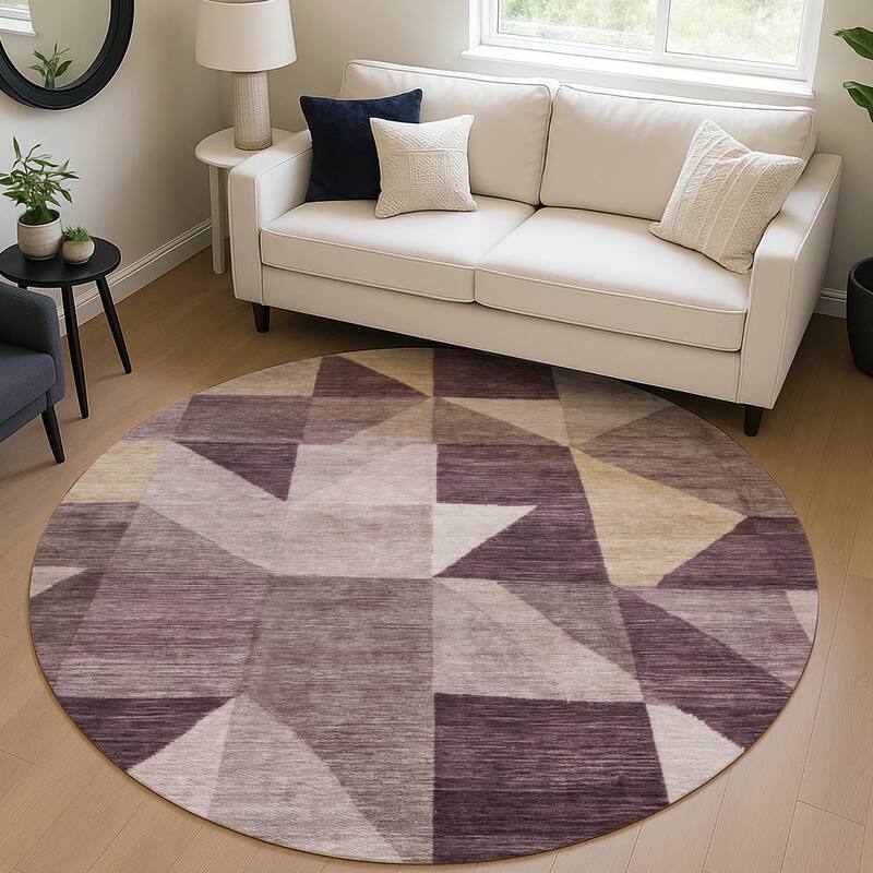 Machine Washable Indoor/ Outdoor Geo Rubi Chantille Rug