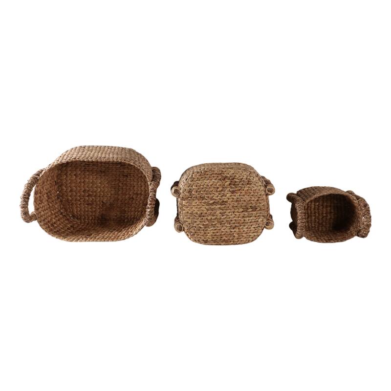 Seagrass Storage Basket with Handles (Set of 3) - 12", 15", 16" Tan - 22.5" x 17.75" x 16"