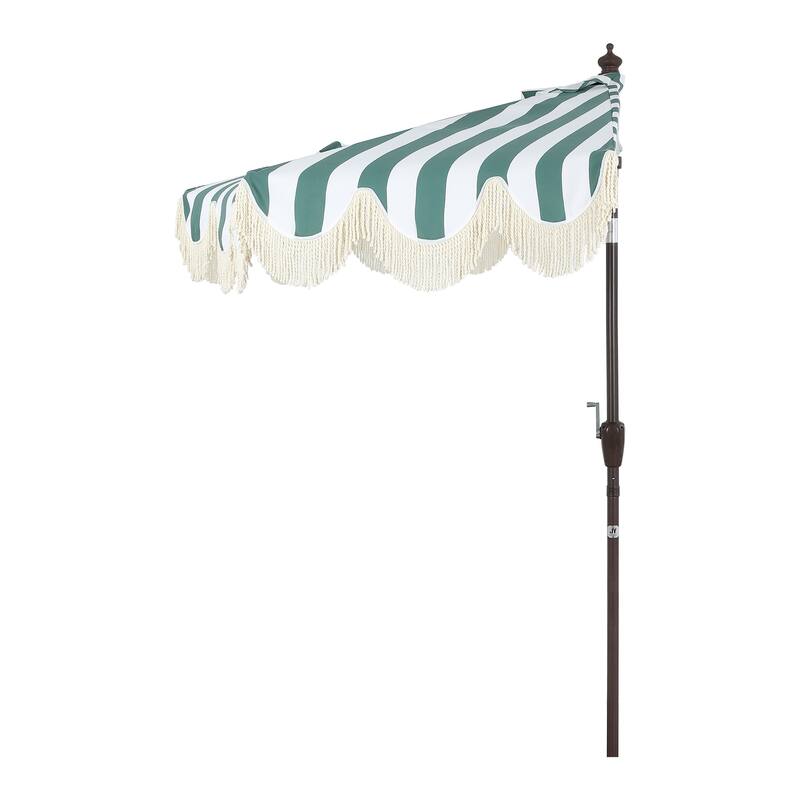 9ft Half Market Umbrella, Scalloped, Crank, Tilt, UV, by JONATHAN Y