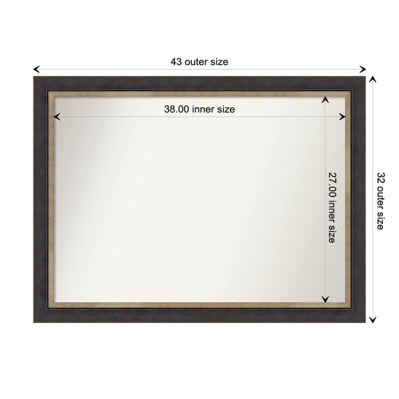 Hammered Charcoal Tan Non-Beveled Wood Framed Wall Mirror - Hammered Charcoal Tan - Glass Size 38x27