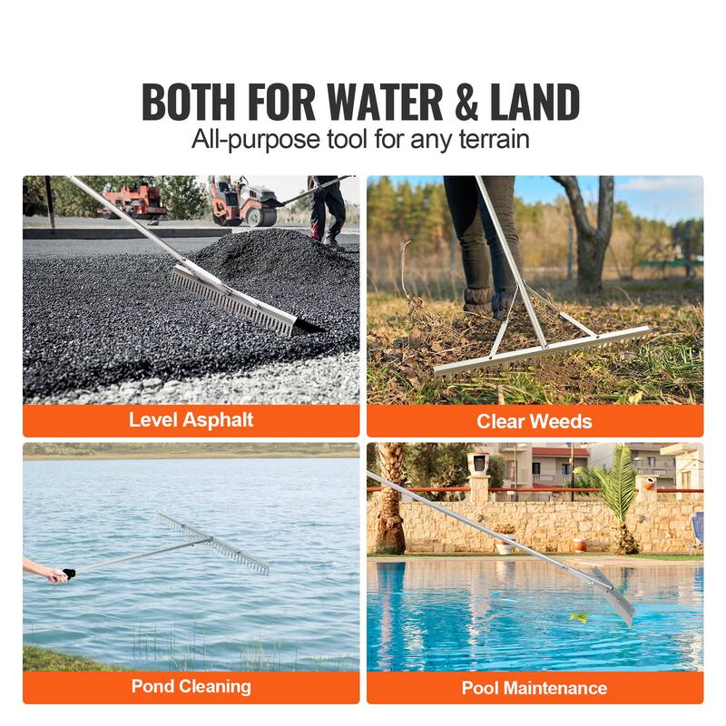 Landscape Rake for Loosening Soil, Lawn Care, Weeding Lake, Garden, Pond