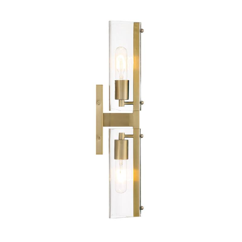 Latitude 22.25 in. 2-Light Brushed Gold Modern Wall Sconce Light