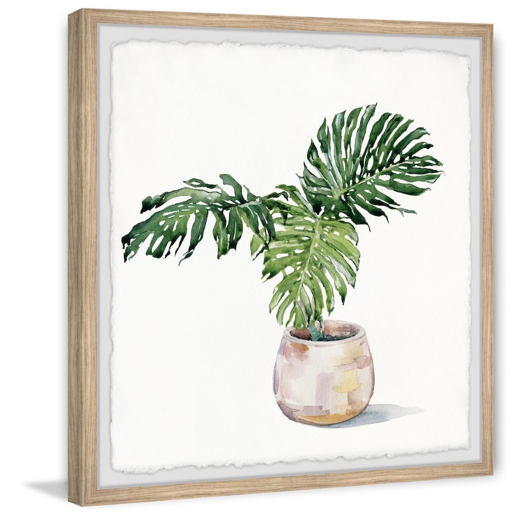 Potted Monstera Deliciosa Framed Wall Art, Nature-Inspired Accent - Refreshing Botanical Touch for Your Walls