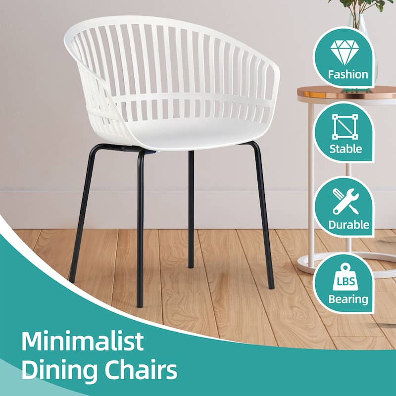 Set of 2 Barras Grey Plastic Dining Chair with Black Iron Legs