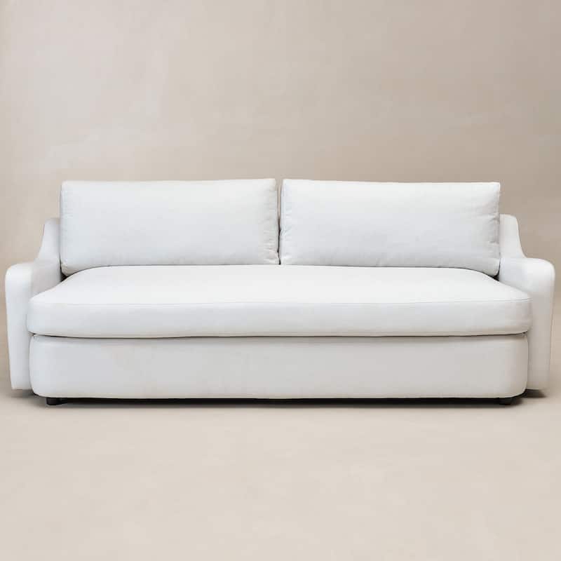 KINWELL 3-Seater Linen Upholstered Deep Seat Sofa with Flippable Cushions, 90"W