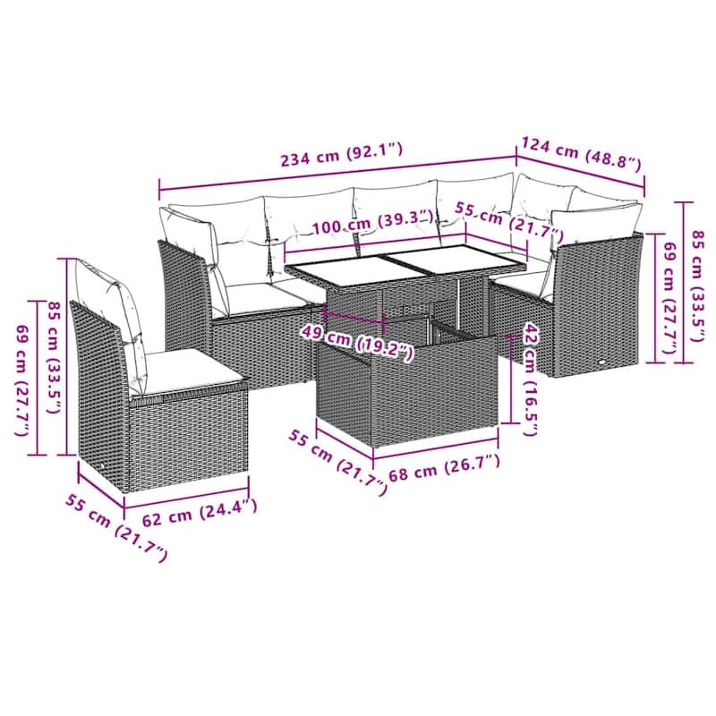 7-Piece Outdoor Sofa Set with Cushions