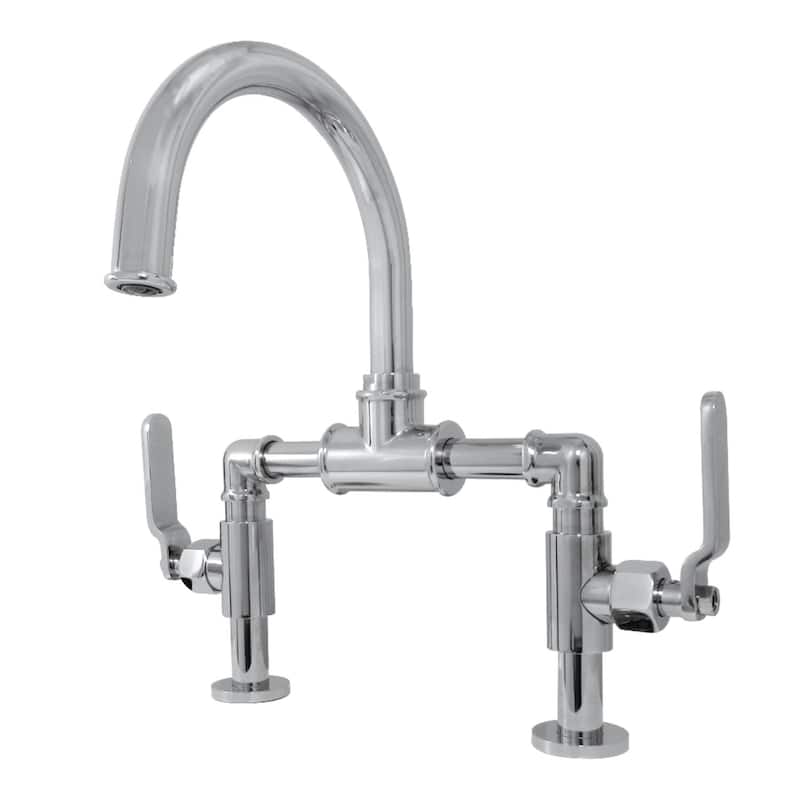 Kingston Brass Whitaker 1.2 GPM Deck Mounted Bridge Bathroom Faucet - Polished Chrome