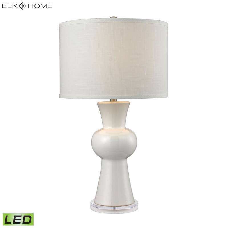 Elk Home White Ceramic Gloss White With White Shade 1 Light Table Lamp
