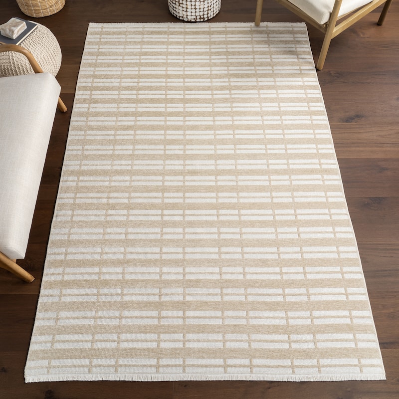 Nuloom Mortica SuperiorWash Striped Machine Washable Area Rug - 7'10" x 10' - Taupe