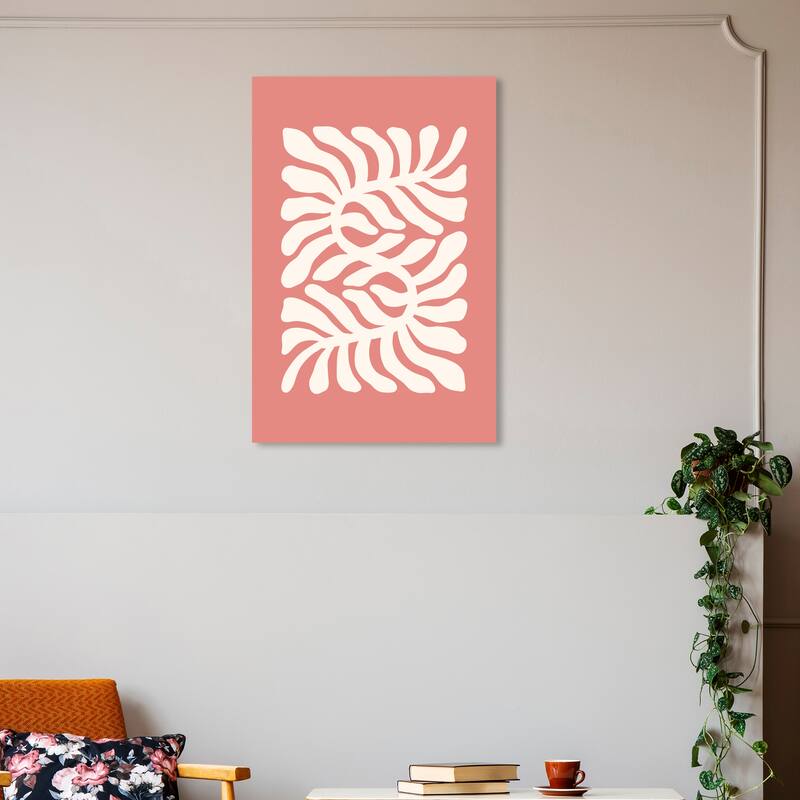 Wynwood Studio Canvas Floral and Botanical Abstract Floral Stamp II Pink and Modern & Contemporary Wall Art Canvas Print