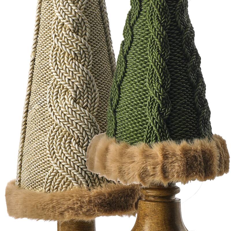 13-16.5" Resin Cable Knit Tree Set of 2