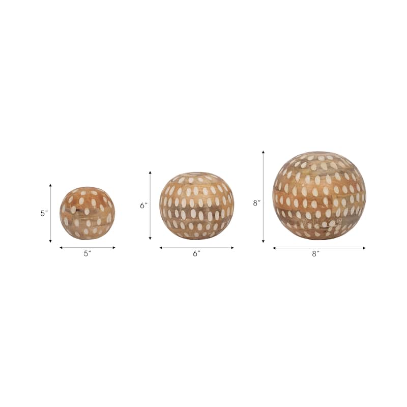 Natural Wooden Accent Orbs and Decorative Balls for Home Decoration - 8" x 8" x 8"