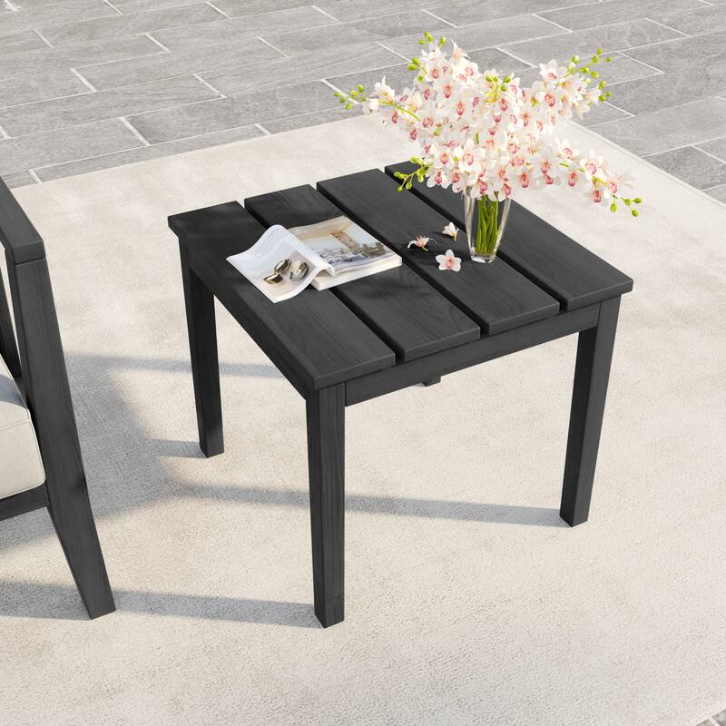 Outdoor Teak Solid Wood Patio Furniture Set Loveseat Armchair Table Collection - Side Table - Blackframe
