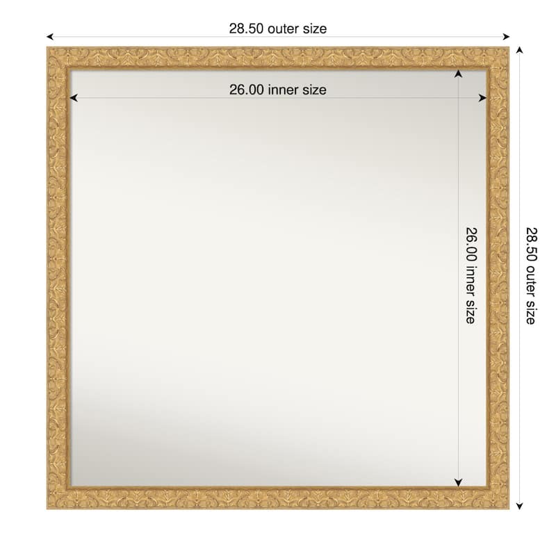 Lila Non-Beveled Wood Framed Bathroom Vanity Wall Mirror - 29 x 29 in - Lila Gold