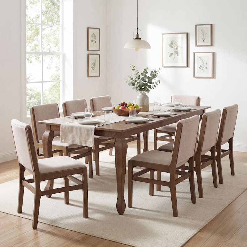 Christopher Knight Home - Rustic Extendable Dining Set with X-Frame Table and Upholstered Armless Dining Chairs - 7-Piece Set - Light Ash+Beige