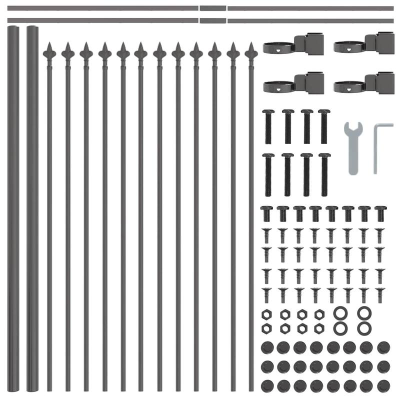 vidaXL Garden Fence Gray Powder-coated steel