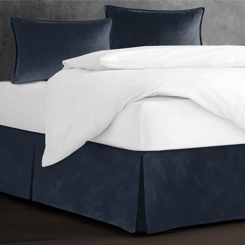 6ix Tailors Cascade Velvet True Navy Bed Skirt 15" drop
