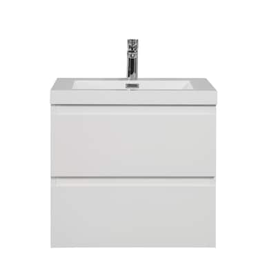 CASAINC Floating Bathroom Vanity with Resin Top Basin and Soft Closing Drawers