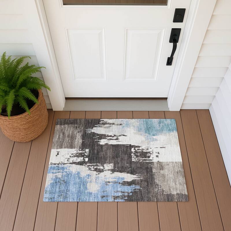 Machine Washable Indoor/ Outdoor Contemporary Fusion Chantille Rug - Brown - 1'8" x 2'6"